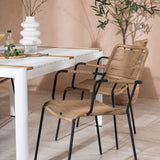 Togo - Jídelní stůl - Bílá / Teak - Allu / Teak - 150*100 _1+ Lindos - Křeslo - Black Alu / Latte Latte _4