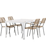 Togo - Jídelní stůl - Bílá / Teak - Allu / Teak - 150*100 _1+ Lindos - Křeslo - Black Alu / Latte Latte _4