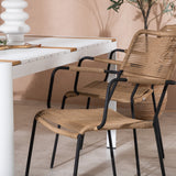 Togo - Jídelní stůl - Bílá / Teak - Allu / Teak - 150*100 _1+ Lindos - Křeslo - Black Alu / Latte Latte _4