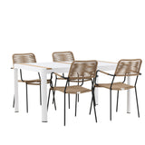 Togo - Jídelní stůl - Bílá / Teak - Allu / Teak - 150*100 _1+ Lindos - Křeslo - Black Alu / Latte Latte _4