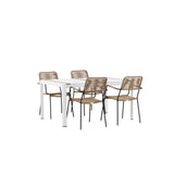 Togo - Jídelní stůl - Bílá / Teak - Allu / Teak - 150*100 _1+ Lindos - Křeslo - Black Alu / Latte Latte _4