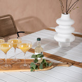 Togo - Jídelní stůl - Bílá / Teak - Allu / Teak - 150*100 _1+ Lindos - Křeslo - Black Alu / Latte Latte _4