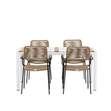 Togo - Jídelní stůl - Bílá / Teak - Allu / Teak - 150*100 _1+ Lindos - Křeslo - Black Alu / Latte Latte _4