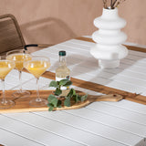 Togo - Jídelní stůl - Bílá / Teak - Allu / Teak - 150*100 _1+ Lindos - Křeslo - Black Alu / Latte Latte _4