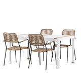 Togo - Jídelní stůl - Bílá / Teak - Allu / Teak - 150*100 _1+ Lindos - Křeslo - Black Alu / Latte Latte _4