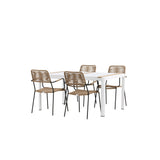 Togo - Jídelní stůl - Bílá / Teak - Allu / Teak - 150*100 _1+ Lindos - Křeslo - Black Alu / Latte Latte _4