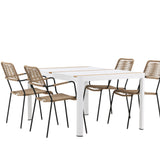 Togo - Jídelní stůl - Bílá / Teak - Allu / Teak - 150*100 _1+ Lindos - Křeslo - Black Alu / Latte Latte _4