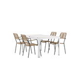 Togo - Jídelní stůl - Bílá / Teak - Allu / Teak - 150*100 _1+ Lindos - Křeslo - Black Alu / Latte Latte _4