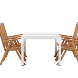 Togo - Jídelní stůl - Bílá / Teak - Allu / Teak - 150*100 _1+ Keňa 5-polohová skládací židle - Teak _4