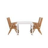 Togo - Jídelní stůl - Bílá / Teak - Allu / Teak - 150*100 _1+ Keňa 5-polohová skládací židle - Teak _4
