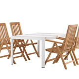 Togo - Jídelní stůl - Bílá / Teak - Allu / Teak - 150*100 _1+ Keňa 5-polohová skládací židle - Teak _4