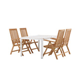 Togo - Jídelní stůl - Bílá / Teak - Allu / Teak - 150*100 _1+ Keňa 5-polohová skládací židle - Teak _4