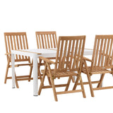 Togo - Jídelní stůl - Bílá / Teak - Allu / Teak - 150*100 _1+ Keňa 5-polohová skládací židle - Teak _4