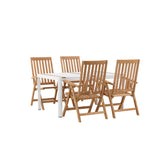 Togo - Jídelní stůl - Bílá / Teak - Allu / Teak - 150*100 _1+ Keňa 5-polohová skládací židle - Teak _4