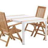 Togo - Jídelní stůl - Bílá / Teak - Allu / Teak - 150*100 _1+ Keňa 5-polohová skládací židle - Teak _4