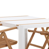 Togo - Jídelní stůl - Bílá / Teak - Allu / Teak - 150*100 _1+ Keňa 5-polohová skládací židle - Teak _4