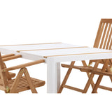 Togo - Jídelní stůl - Bílá / Teak - Allu / Teak - 150*100 _1+ Keňa 5-polohová skládací židle - Teak _4