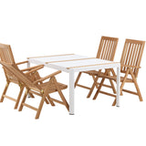 Togo - Jídelní stůl - Bílá / Teak - Allu / Teak - 150*100 _1+ Keňa 5-polohová skládací židle - Teak _4