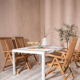 Togo - Jídelní stůl - Bílá / Teak - Allu / Teak - 150*100 _1+ Keňa 5-polohová skládací židle - Teak _4