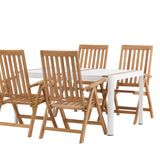 Togo - Jídelní stůl - Bílá / Teak - Allu / Teak - 150*100 _1+ Keňa 5-polohová skládací židle - Teak _4