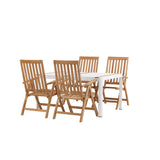 Togo - Jídelní stůl - Bílá / Teak - Allu / Teak - 150*100 _1+ Keňa 5-polohová skládací židle - Teak _4