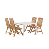 Togo - Jídelní stůl - Bílá / Teak - Allu / Teak - 150*100 _1+ Keňa 5-polohová skládací židle - Teak _4