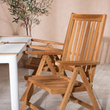 Togo - Jídelní stůl - Bílá / Teak - Allu / Teak - 150*100 _1+ Keňa 5-polohová skládací židle - Teak _4