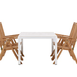 Togo - Jídelní stůl - Bílá / Teak - Allu / Teak - 150*100 _1+ Keňa 5-polohová skládací židle - Teak _4