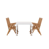 Togo - Jídelní stůl - Bílá / Teak - Allu / Teak - 150*100 _1+ Keňa 5-polohová skládací židle - Teak _4
