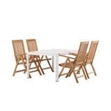 Togo - Jídelní stůl - Bílá / Teak - Allu / Teak - 150*100 _1+ Keňa 5-polohová skládací židle - Teak _4