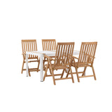 Togo - Jídelní stůl - Bílá / Teak - Allu / Teak - 150*100 _1+ Keňa 5-polohová skládací židle - Teak _4