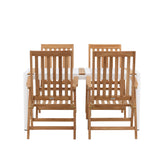 Togo - Jídelní stůl - Bílá / Teak - Allu / Teak - 150*100 _1+ Keňa 5-polohová skládací židle - Teak _4