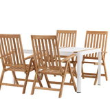 Togo - Jídelní stůl - Bílá / Teak - Allu / Teak - 150*100 _1+ Keňa 5-polohová skládací židle - Teak _4