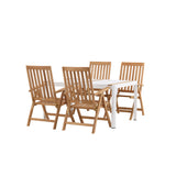 Togo - Jídelní stůl - Bílá / Teak - Allu / Teak - 150*100 _1+ Keňa 5-polohová skládací židle - Teak _4