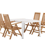 Togo - Jídelní stůl - Bílá / Teak - Allu / Teak - 150*100 _1+ Keňa 5-polohová skládací židle - Teak _4