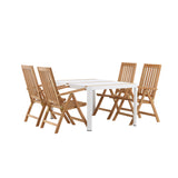 Togo - Jídelní stůl - Bílá / Teak - Allu / Teak - 150*100 _1+ Keňa 5-polohová skládací židle - Teak _4