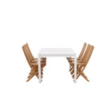 Togo - Jídelní stůl - Bílá / Teak - Allu / Teak - 200*100 _1+ Ghana - Skládací židle - Natural - Teak - _6