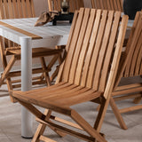 Togo - Jídelní stůl - Bílá / Teak - Allu / Teak - 200*100 _1+ Ghana - Skládací židle - Natural - Teak - _6