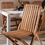Togo - Jídelní stůl - Bílá / Teak - Allu / Teak - 200*100 _1+ Ghana - Skládací židle - Natural - Teak - _6