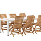 Togo - Jídelní stůl - Bílá / Teak - Allu / Teak - 200*100 _1+ Ghana - Skládací židle - Natural - Teak - _6