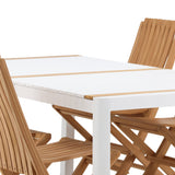 Togo - Jídelní stůl - Bílá / Teak - Allu / Teak - 200*100 _1+ Ghana - Skládací židle - Natural - Teak - _6