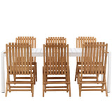 Togo - Jídelní stůl - Bílá / Teak - Allu / Teak - 200*100 _1+ Ghana - Skládací židle - Natural - Teak - _6