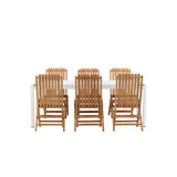 Togo - Jídelní stůl - Bílá / Teak - Allu / Teak - 200*100 _1+ Ghana - Skládací židle - Natural - Teak - _6