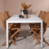 Togo - Jídelní stůl - Bílá / Teak - Allu / Teak - 200*100 _1+ Ghana - Skládací židle - Natural - Teak - _6