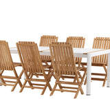 Togo - Jídelní stůl - Bílá / Teak - Allu / Teak - 200*100 _1+ Ghana - Skládací židle - Natural - Teak - _6
