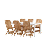 Togo - Jídelní stůl - Bílá / Teak - Allu / Teak - 200*100 _1+ Ghana - Skládací židle - Natural - Teak - _6