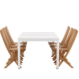 Togo - Jídelní stůl - Bílá / Teak - Allu / Teak - 200*100 _1+ Ghana - Skládací židle - Natural - Teak - _6