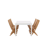 Togo - Jídelní stůl - Bílá / Teak - Allu / Teak - 200*100 _1+ Ghana - Skládací židle - Natural - Teak - _6
