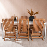 Togo - Jídelní stůl - Bílá / Teak - Allu / Teak - 200*100 _1+ Ghana - Skládací židle - Natural - Teak - _6