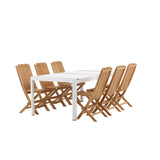Togo - Jídelní stůl - Bílá / Teak - Allu / Teak - 200*100 _1+ Ghana - Skládací židle - Natural - Teak - _6